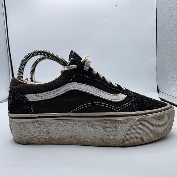 Vans Old Skool Womens 7 Platform Sneakers Black White Skate Shoes Classic - Picture 11 of 13